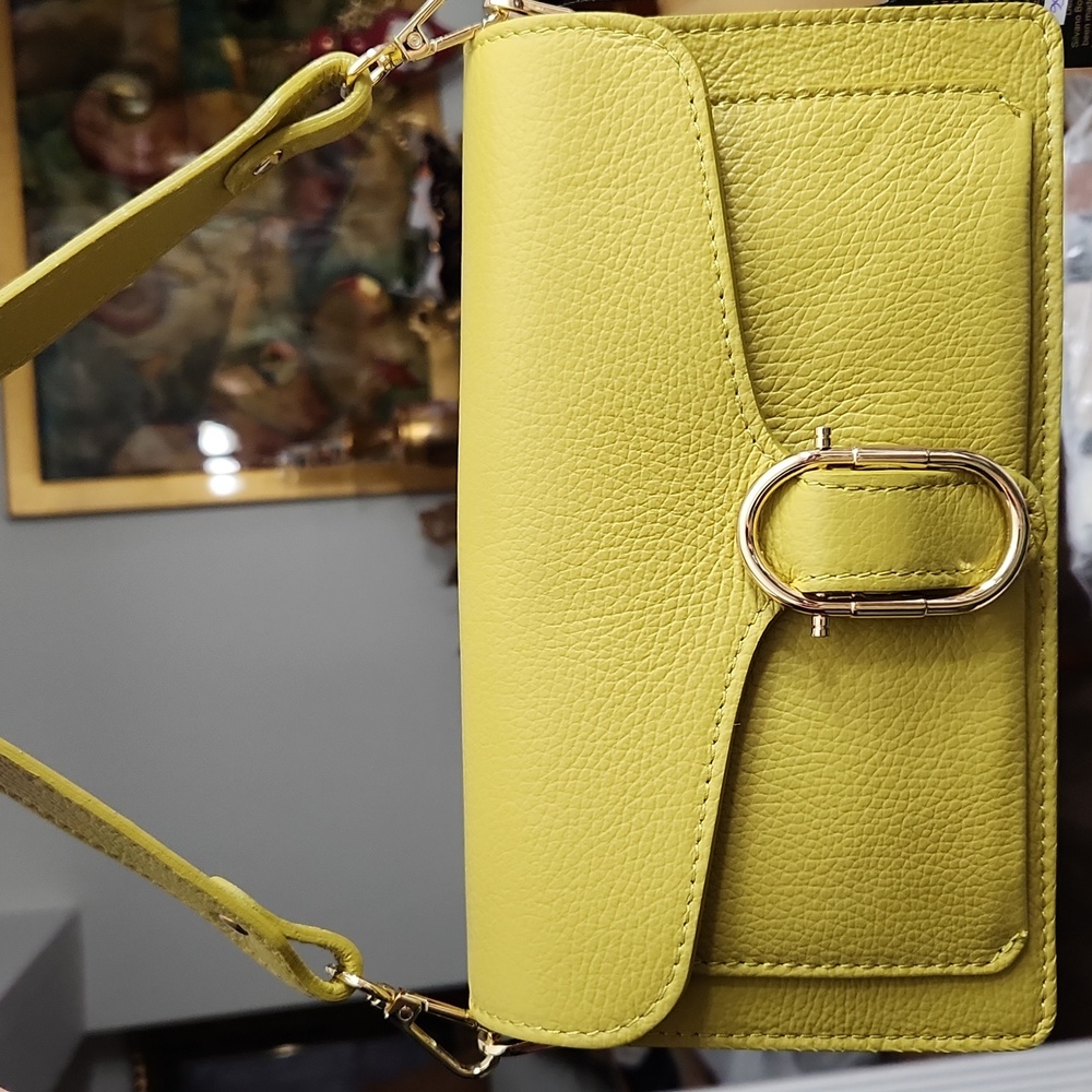 SB94256 Lt. Olive 💯 ITALIAN LEATHER CROSSBODY bag